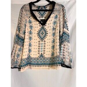 Nanette Lepore Couture Tunic Woman's 4 Silk Ivory Blue Black $398 NWT